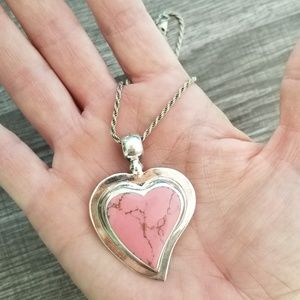 💖Host pick💖Vintage pink heart Mexican silver pendant chain
